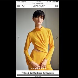 TOPSHOP yellow asymmetrical gown 100% silk NWT